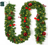 Brightown garland front view showing full 9ft length and festive look