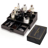 BRITEREE front view black cologne organizer displaying bottles and tidy arrangement