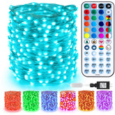 Brizled front packaging showing 200 LED string lights and easy setup benefit