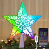 Brizled star front view showing glittered silver finish and 11 LEDs for festive focal point