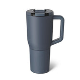BrüMate Müv front view in Nightfall Blue showing sleek mug and handle benefit: easy grip