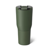 BrüMate Nav front view showing OD Green exterior and ergonomic shape for travel convenience