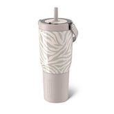 BrüMate Resa Zebra front view showing leakproof design and bold pattern