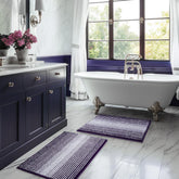 BSICPRO front view of mauve wine rug set showing striped design and benefit of decor upgrade