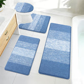 Bsmathom front view of blue four-piece rug set showing coordinated design and comfort