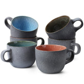 Brew To A Tea matte black front packaging showing set of six mugs and appeal
