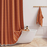 BTTN burnt orange front view showing full curtain and warm color benefit