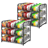 BTY front view of can organizer showing neat stacked cans and capacity benefit