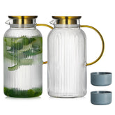 Buaic front view of two 68 oz pitchers showcasing elegant design and capacity benefits