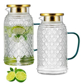 Buaic glass pitcher front view showing vintage design and serving appeal