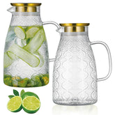 Buaic pitcher front view showing vintage shape and clear glass benefit