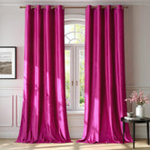 BULBUL front view of hot pink velvet panels showing plush drape and color