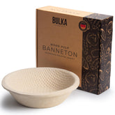 Bulka banneton front view showing waffle pattern and sturdy walls for shaped loaves