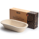 Bulka oval banneton front view showing shape and consistent loaf support
