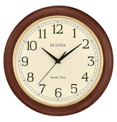 Bulova atomic time 2 front view showing clear numbers and classic style benefit
