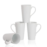 Buyajuju front view of four white mugs showing clean design and serving readiness