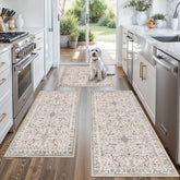 BYYVOO front view of beige 3-piece rug set showing coordinated style and comfort