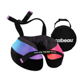 Cabeau TNE S3 front view showing Amsterdam Rainbow colors and ergonomic profile benefit