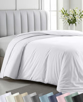 California Design Den duvet cover front view showing clean white finish and fit