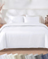 California Design Den front view of duvet cover packaging showing clean design and benefit