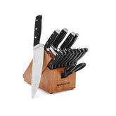 Calphalon front view of block set showing organized knives and space-saving storage benefit