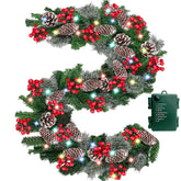Camlinbo front view of 9ft prelit garland showing full foliage and lights for instant décor