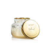 Capri Blue glimmer jar front view showing festive foil and jar design for holiday décor