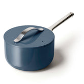 Caraway 3 qt sauce pan front view showing sleek design and lid — durable everyday use