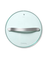 Caraway glass lid front view showing clear tempered glass and modern profile benefit visibility