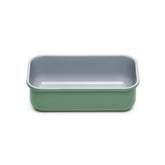 Caraway loaf pan front view showing sleek shape and even bake benefit