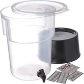 Carlisle round dispenser front view showing clear container and sturdy base for easy serving