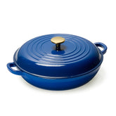 CAROTE blue braiser front view showing shape and glossy exterior for stylish serving