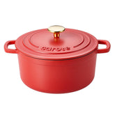 CAROTE front view of red Dutch oven showing design and cookware reliability