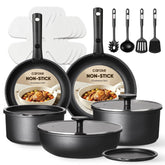 CAROTE full 19-piece set laid out, shows complete cookware and accessories for versatile meals