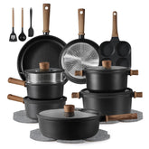 CAROTE full set front view showing complete 24-piece cookware and benefits
