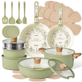 CAROTE full set front view showing all included cookware for organized kitchen storage