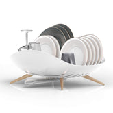 carrotez white wide rack front view showing organized dishes and space-saving benefit