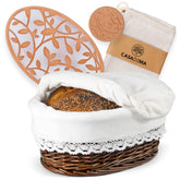 CASADEMA front view of oval willow basket showing elegant presentation and warmth benefit