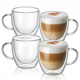 Casafoyer front view of four 9 oz cups showing clear design and set benefit
