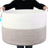 Casaphoria front view of XXL cotton rope basket showing spacious storage benefit