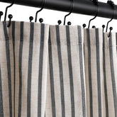 CasaTena front view of striped shower curtain showing farmhouse style and instant bathroom upgrade