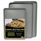 casaWare front view of silver granite cookie sheet set showing professional finish and durability