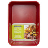 casaWare pan front view showing red granite finish and roomy interior for large meals