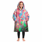 Catalonia front view of oversized sherpa hoodie blanket showing unicorn print and cozy fit