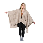 Catalonia front view hooded poncho showing oversized cozy fit