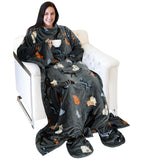 Catalonia front view of wearable blanket showing sleeves and overall fit for mobility
