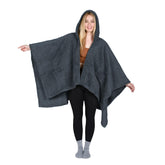 Catalonia hooded poncho front view showing cozy coverage and easy styling