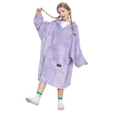 Catalonia kids wearable blanket front view showing roomy fit and hood for warmth