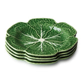 Cerified International front view of green cabbage leaf plate shows sculpted detail and seasonal charm