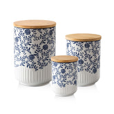 Cerkik front view of three canisters, neat countertop storage benefit